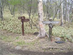 荒山、小沼分岐の道標